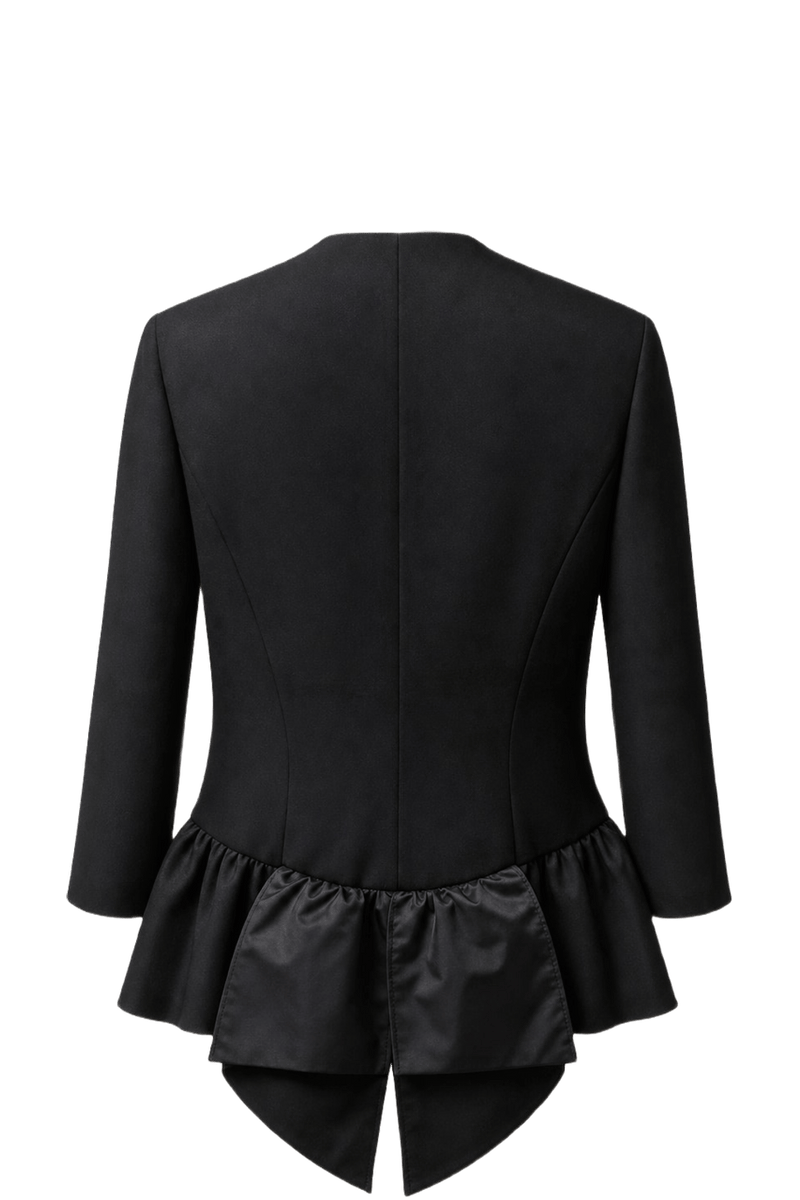 1980s Black Synthetic Blend Blazer - Back View
