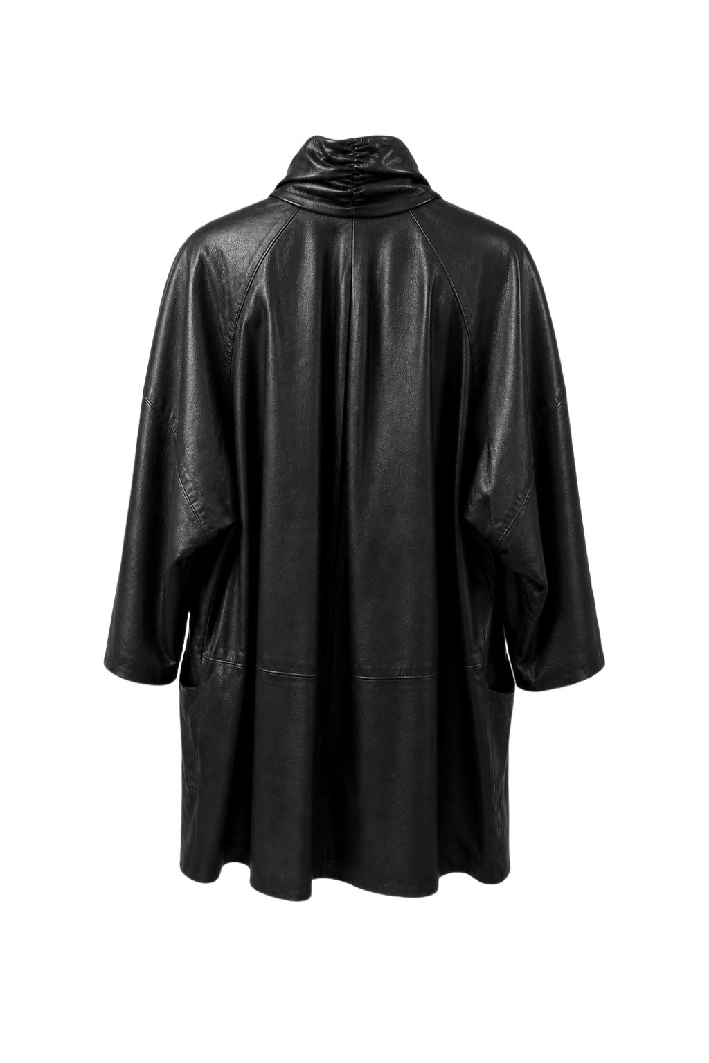 1980s Black Leather Coat - Back View