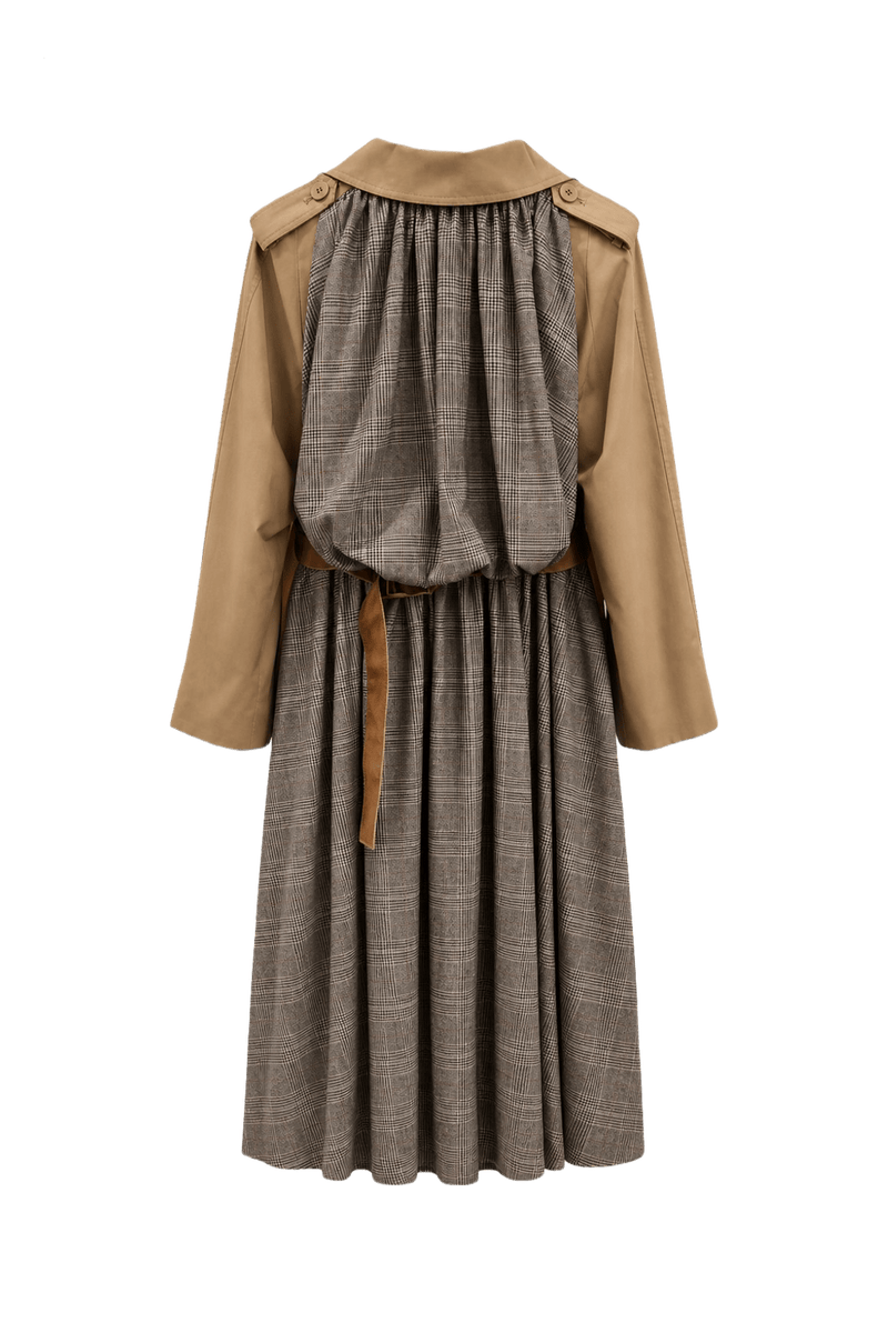 1990s Beige Cotton Blend Coat - Back View