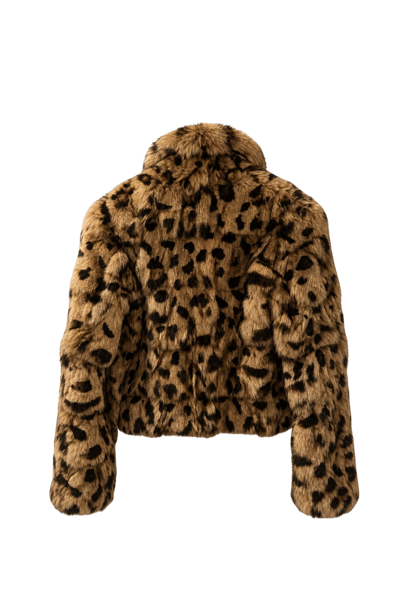 1990s Tan Faux Fur Fur Coat - Back View