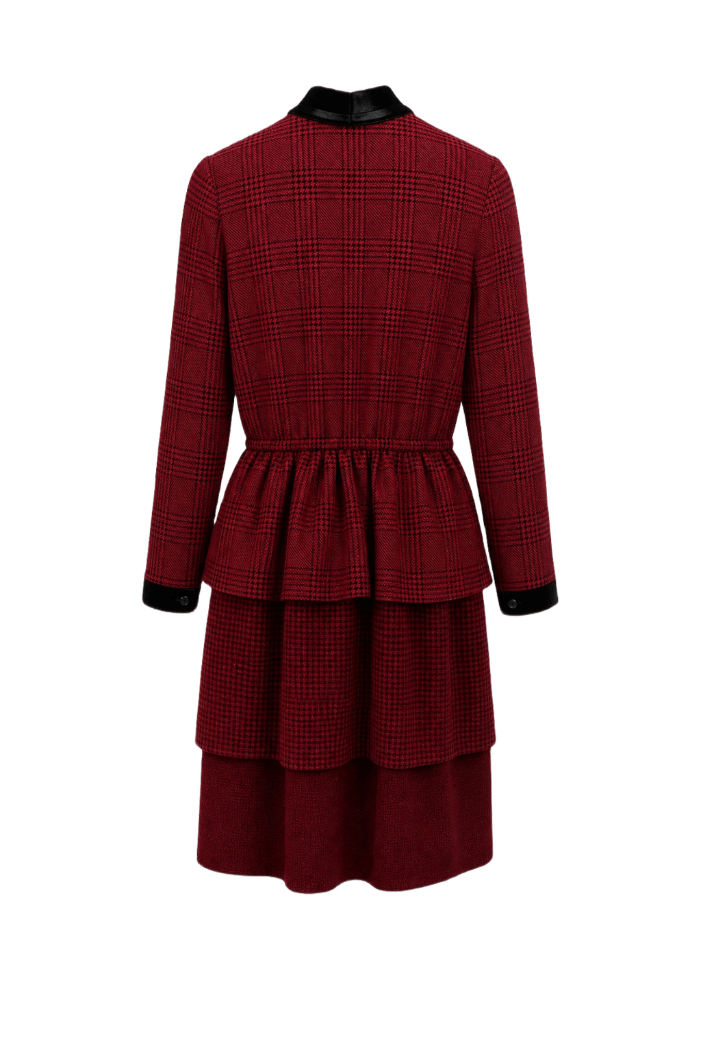 1970s Red Wool Blend Dress - Back View
