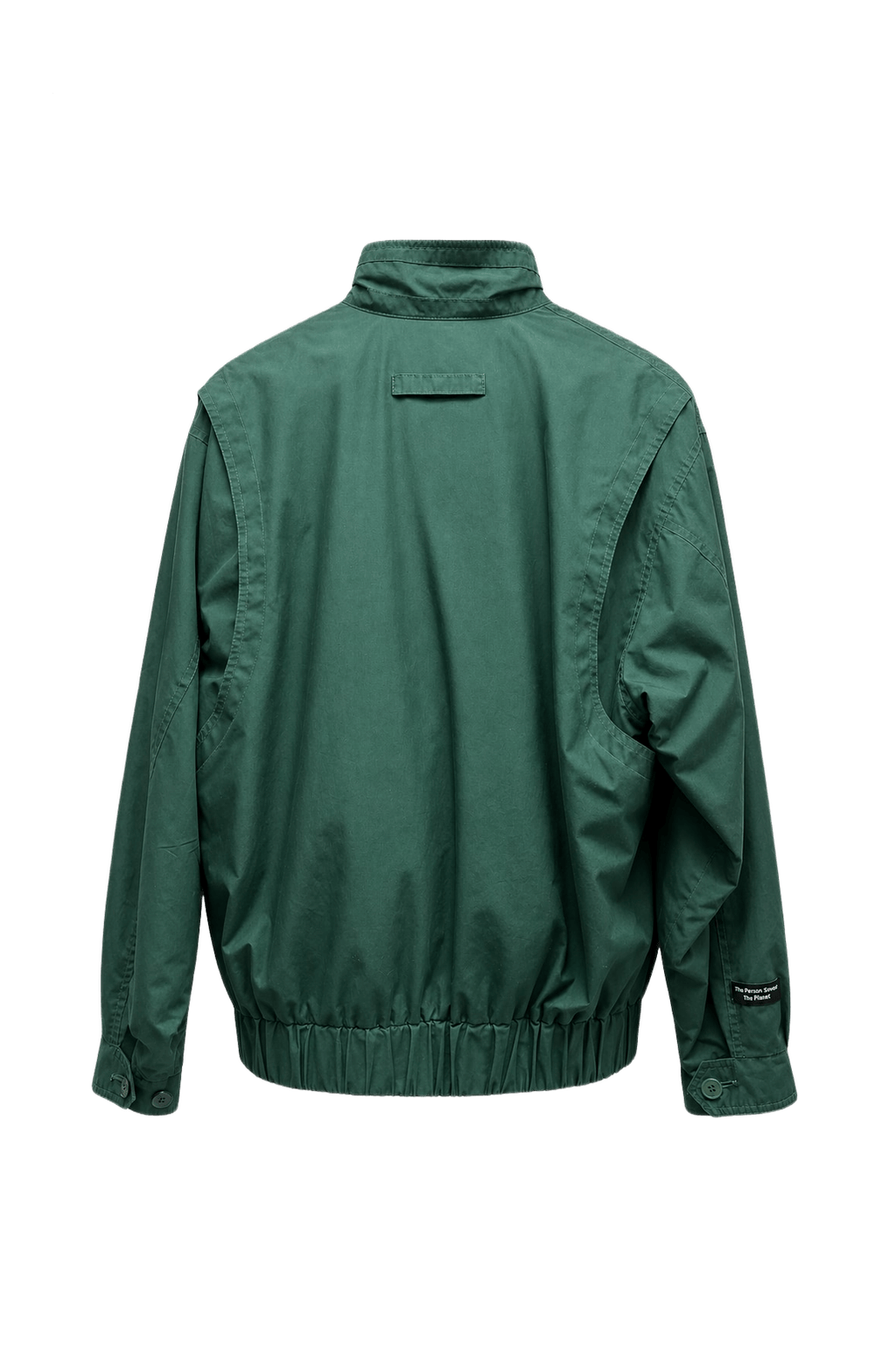1980s Forest Green Polyester Jacket - Back View