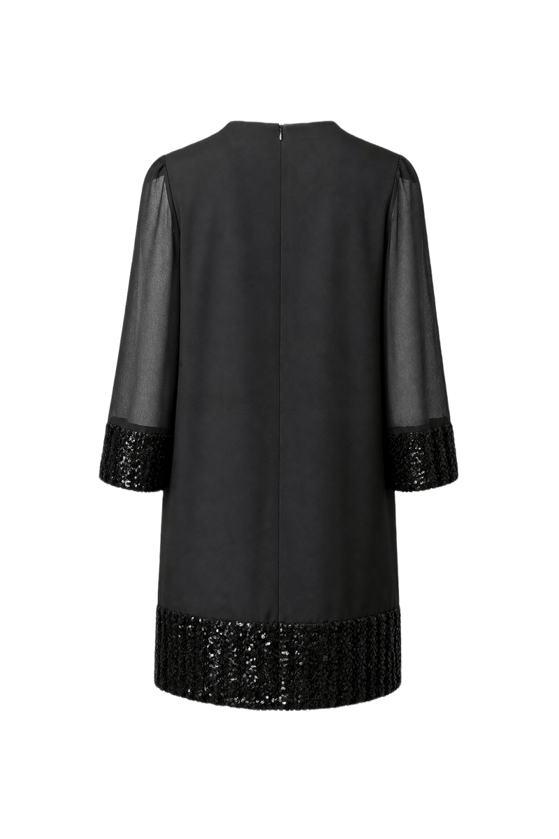 1990s Black Polyester Blend Shift Dress - Back View