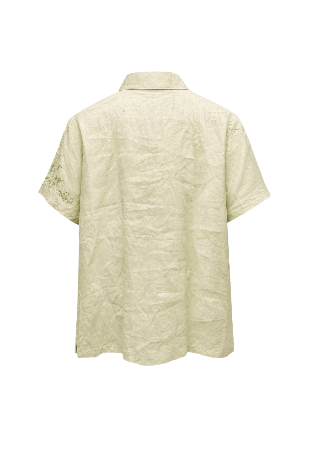 1990s Light Green Linen Blend Blouse - Back View