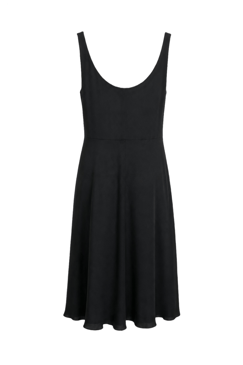 1990s Black Silk Blend Dress - Back View