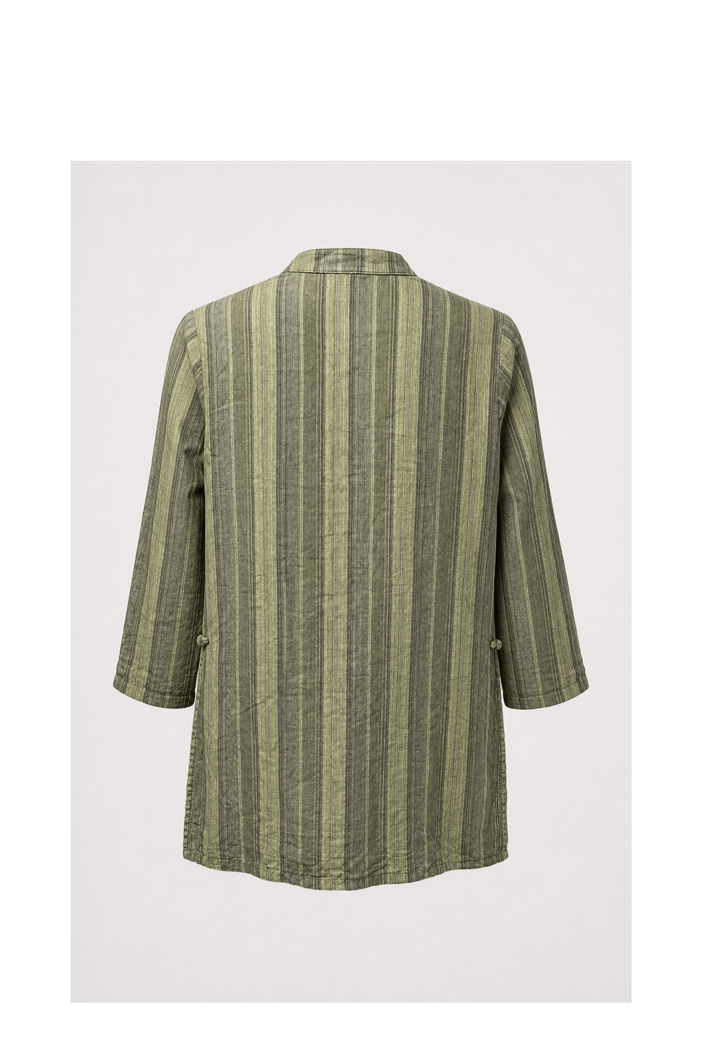 1970s Sage Green Linen Cotton Blend Tunic - Back View