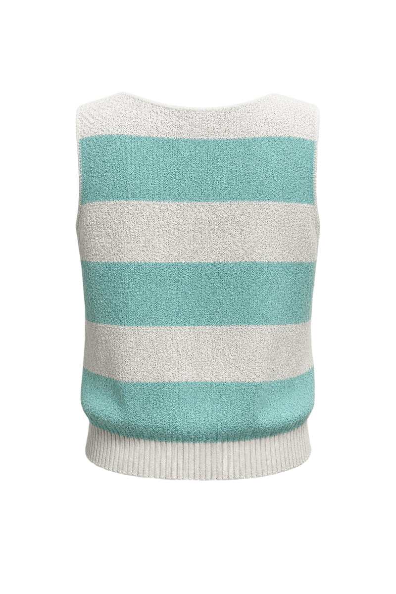 1980s Aqua Wool Blend Tank Top - Back View