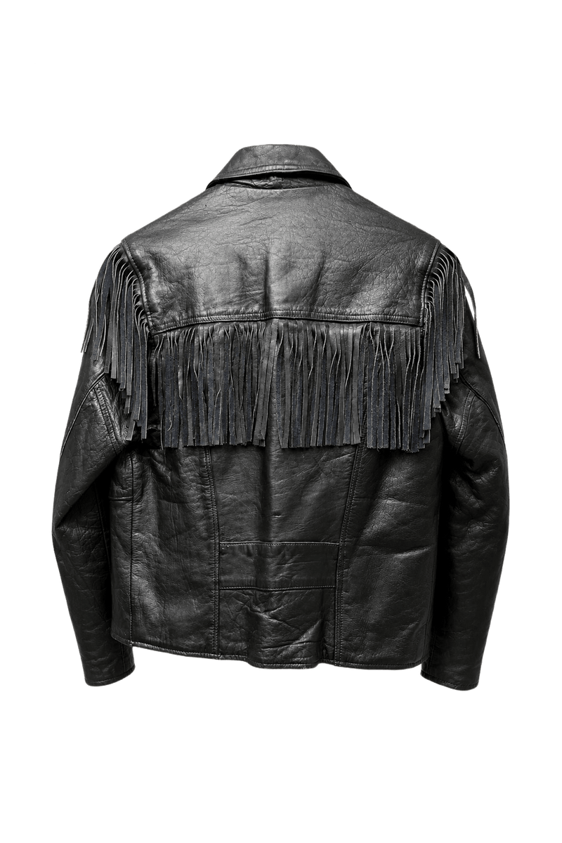 1980s Black Leather Jacket - Back View