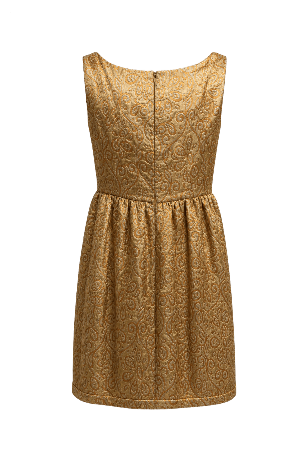 1960s Gold Brocade Mini Dress - Back View