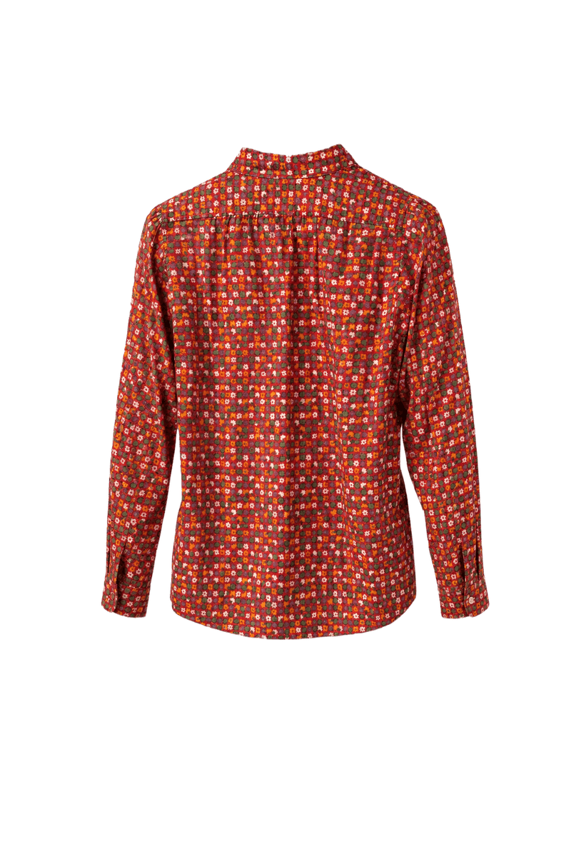 1980s Red Cotton Blouse - Back View