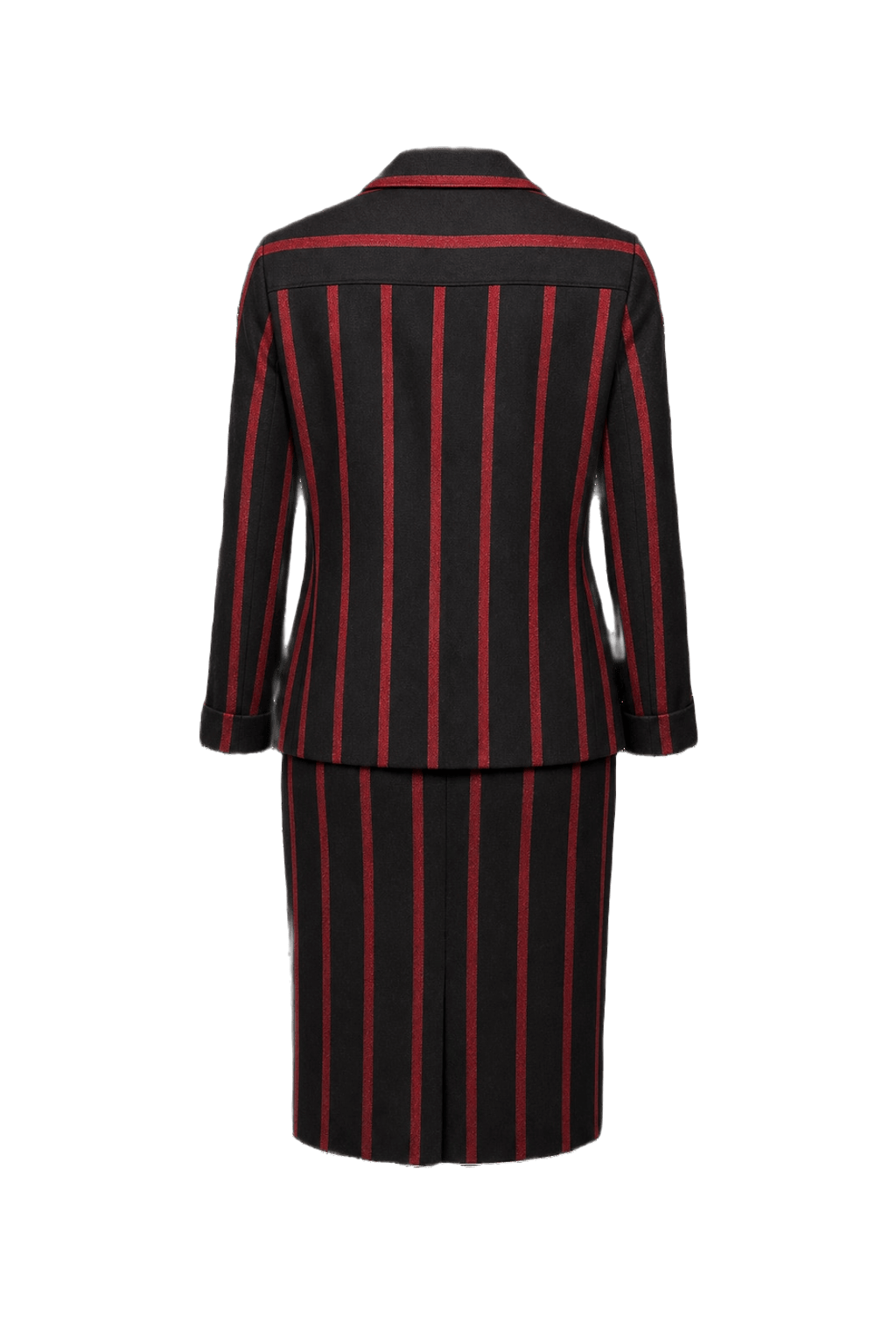 1980s Black & Red Wool 2-Piece Skirt Suit - Back View