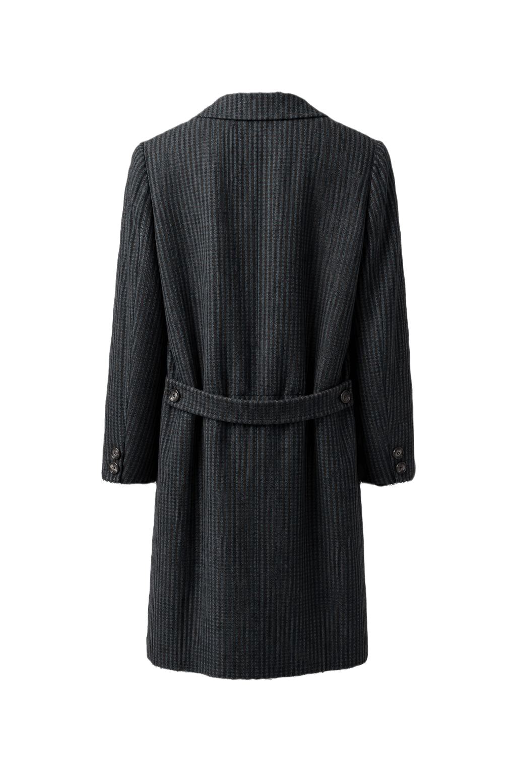 1970s Dark Grey Wool Coat - Back View