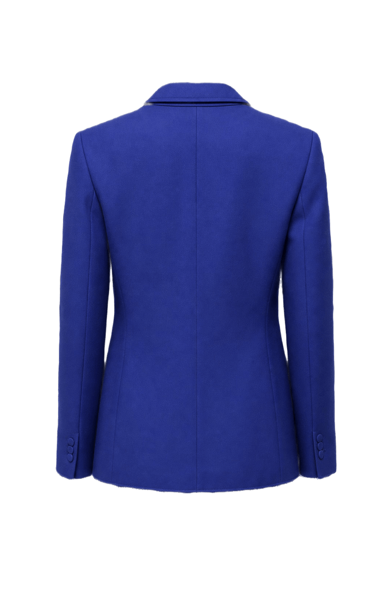 1980s Electric Blue Wool Blazer - Back View