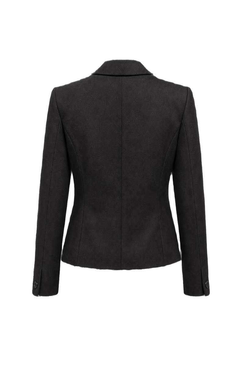 1970s Black Wool Blazer - Back View