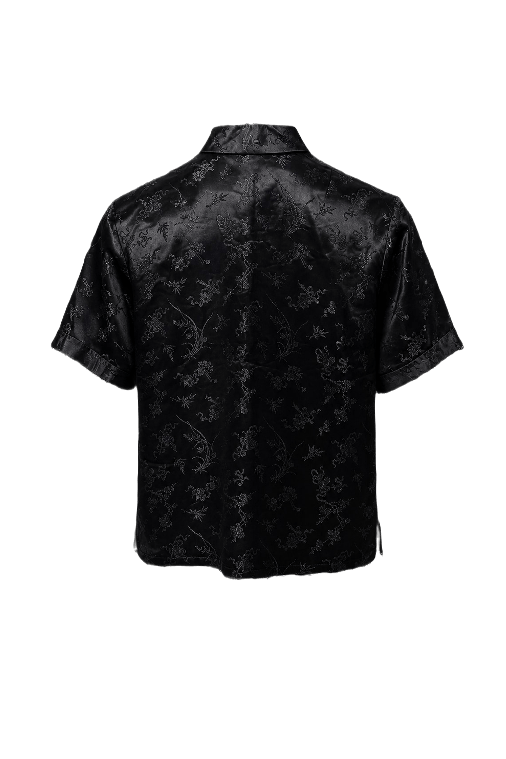 1970s Black Satin Blouse - Back View