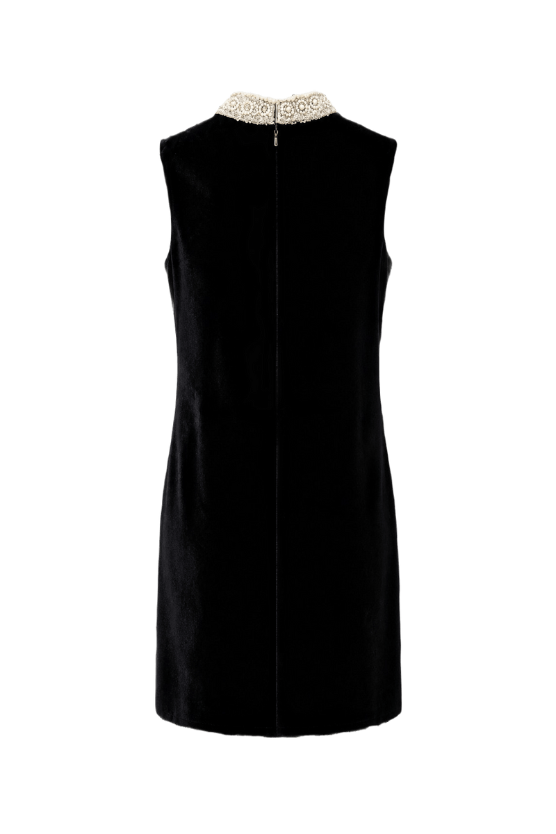 1960s Black Velvet Mini Dress - Back View