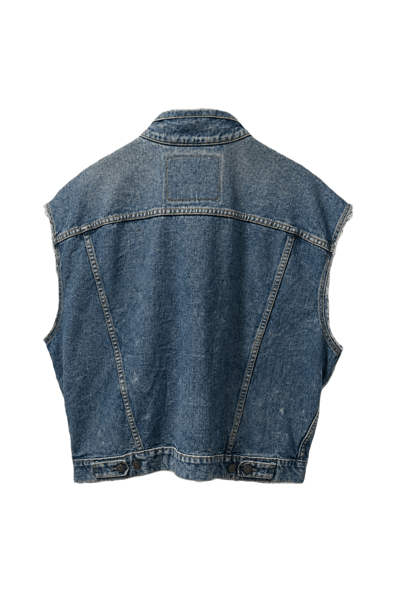 1990s Blue Denim Vest - Back View