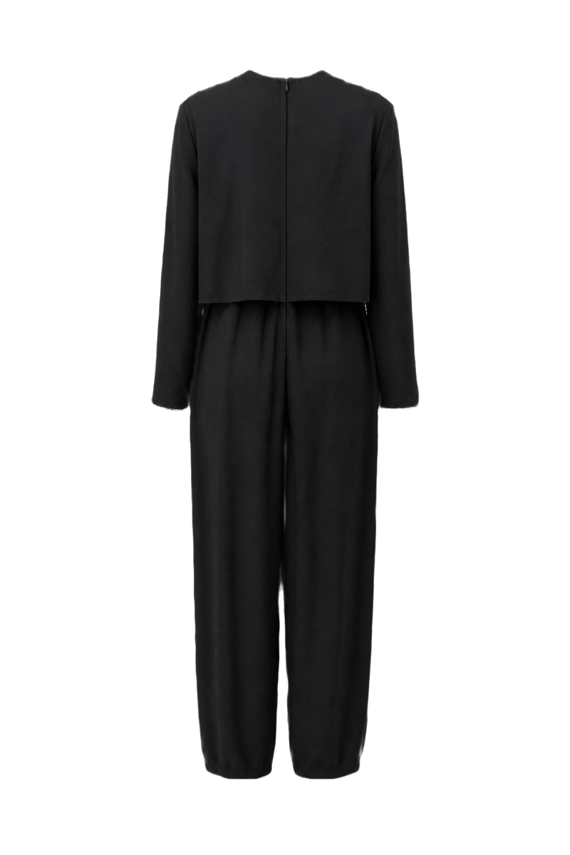 1970s Black Polyester Jumpsuit - Back View