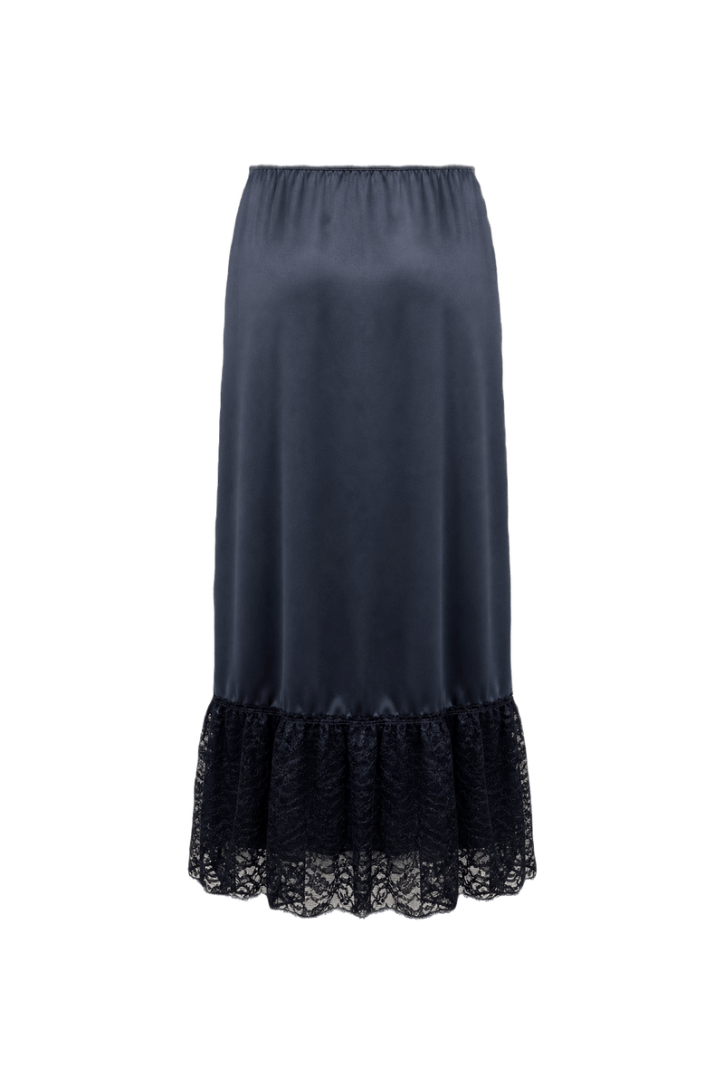1960s Navy Blue Nylon Skirt - Back View