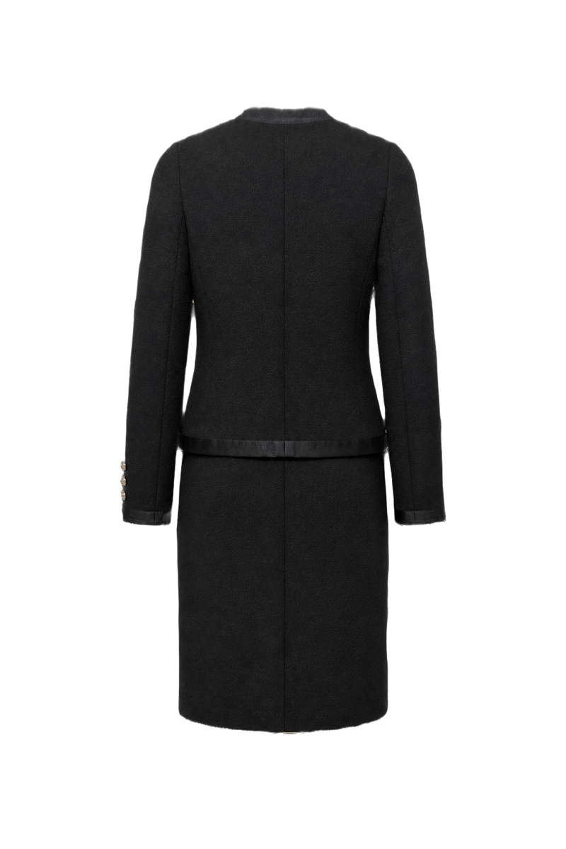 1980s Black Wool Skirt Suit - Back View