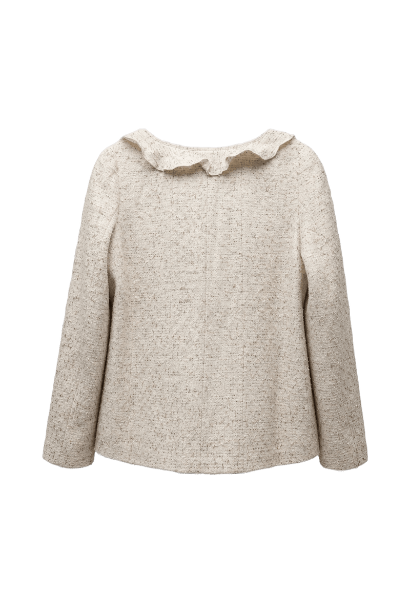 1980s Cream Wool Blend Jacket - Back View
