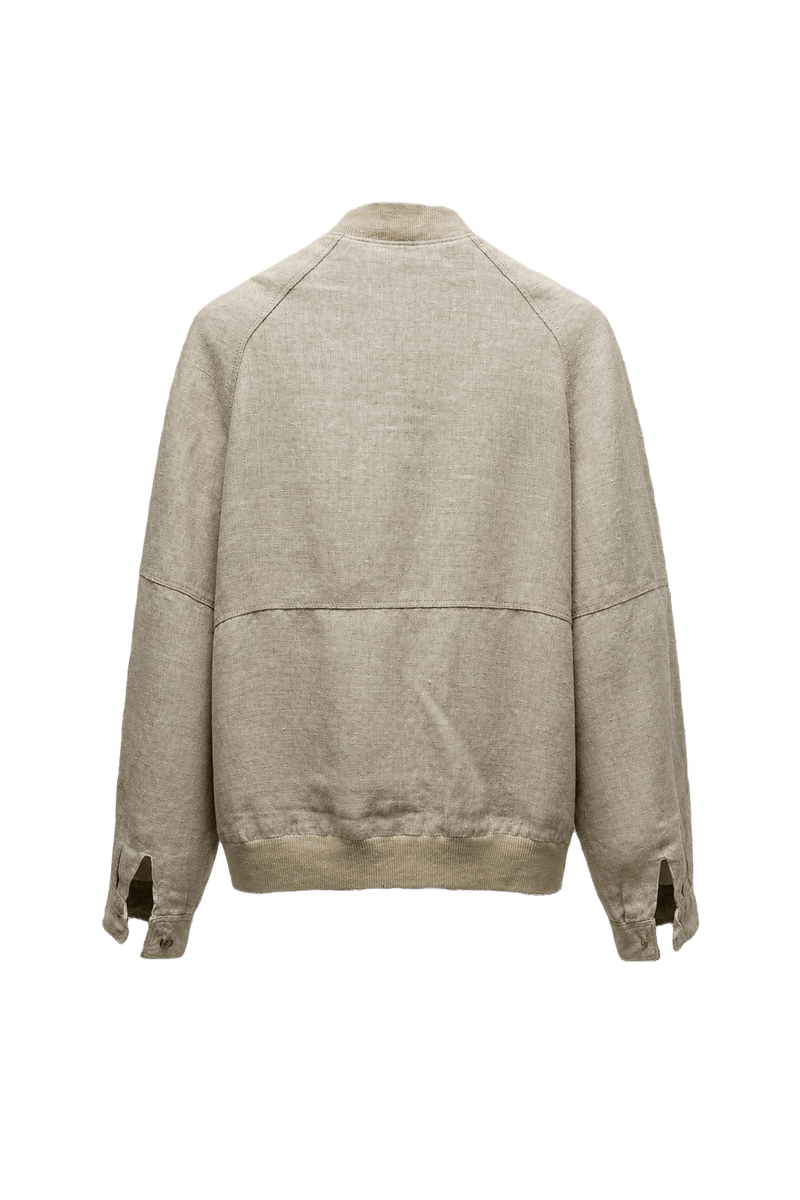 1980s Beige Linen Blend Jacket - Back View