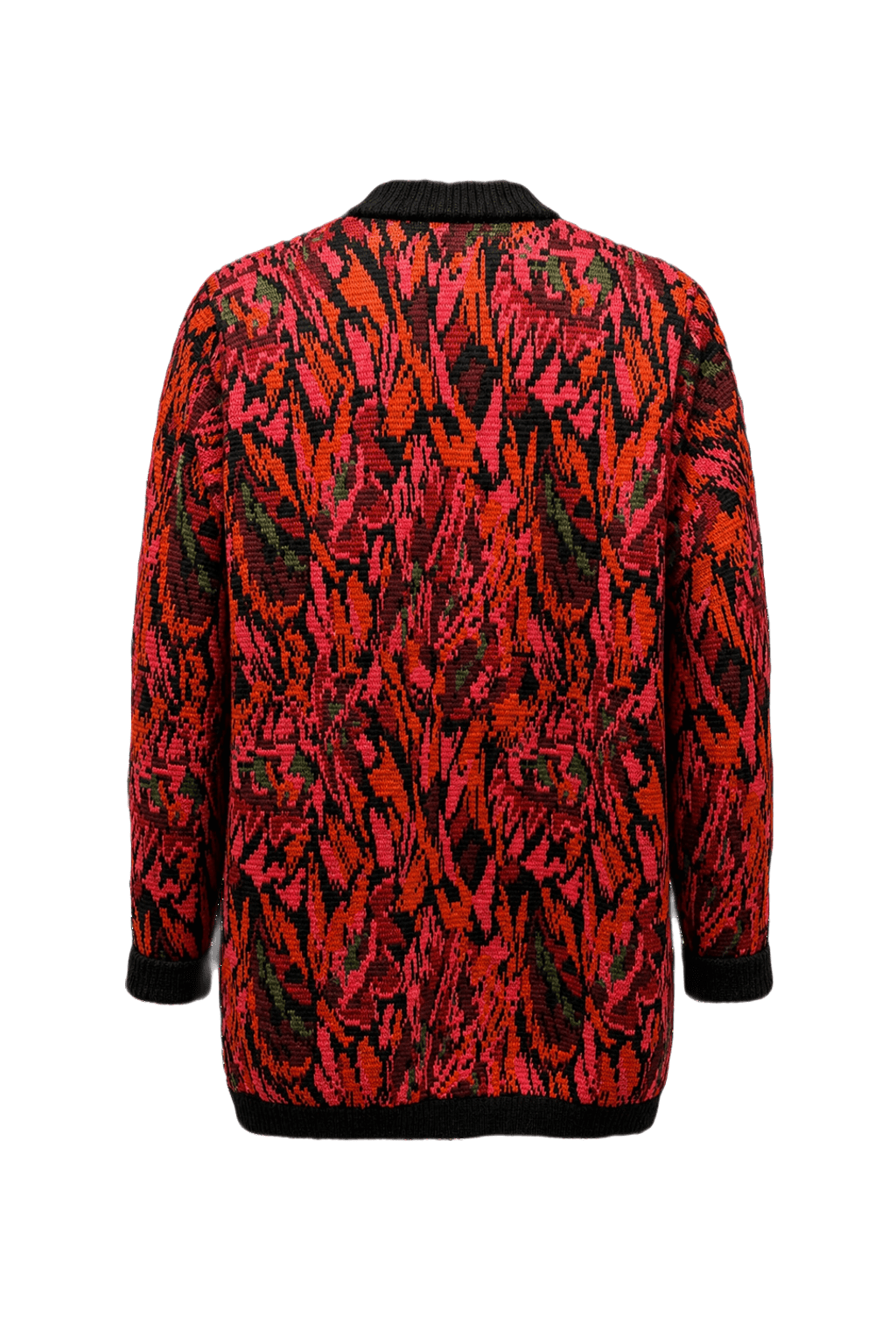 1970s Red Wool Blend Cardigan - Back View