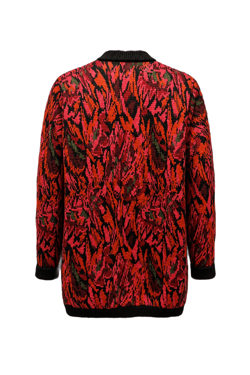 1970s Red Wool Blend Cardigan - Back View