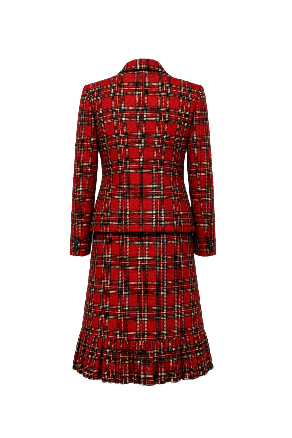 1980s Red Plaid Wool Blend Matching Set - Back View