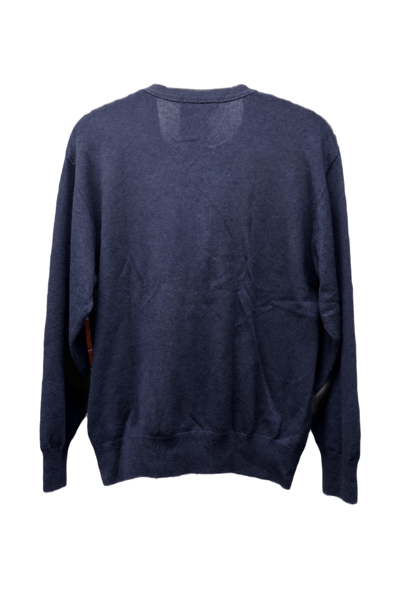 1980s Navy Blue Wool Blend Cardigan - Back View