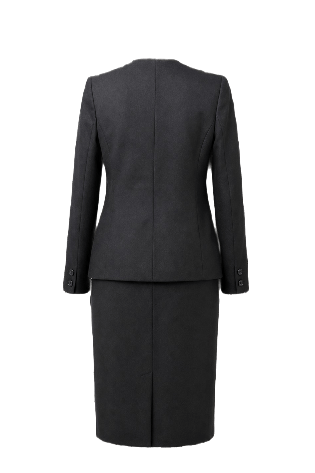 1980s Black Wool Skirt Suit - Back View
