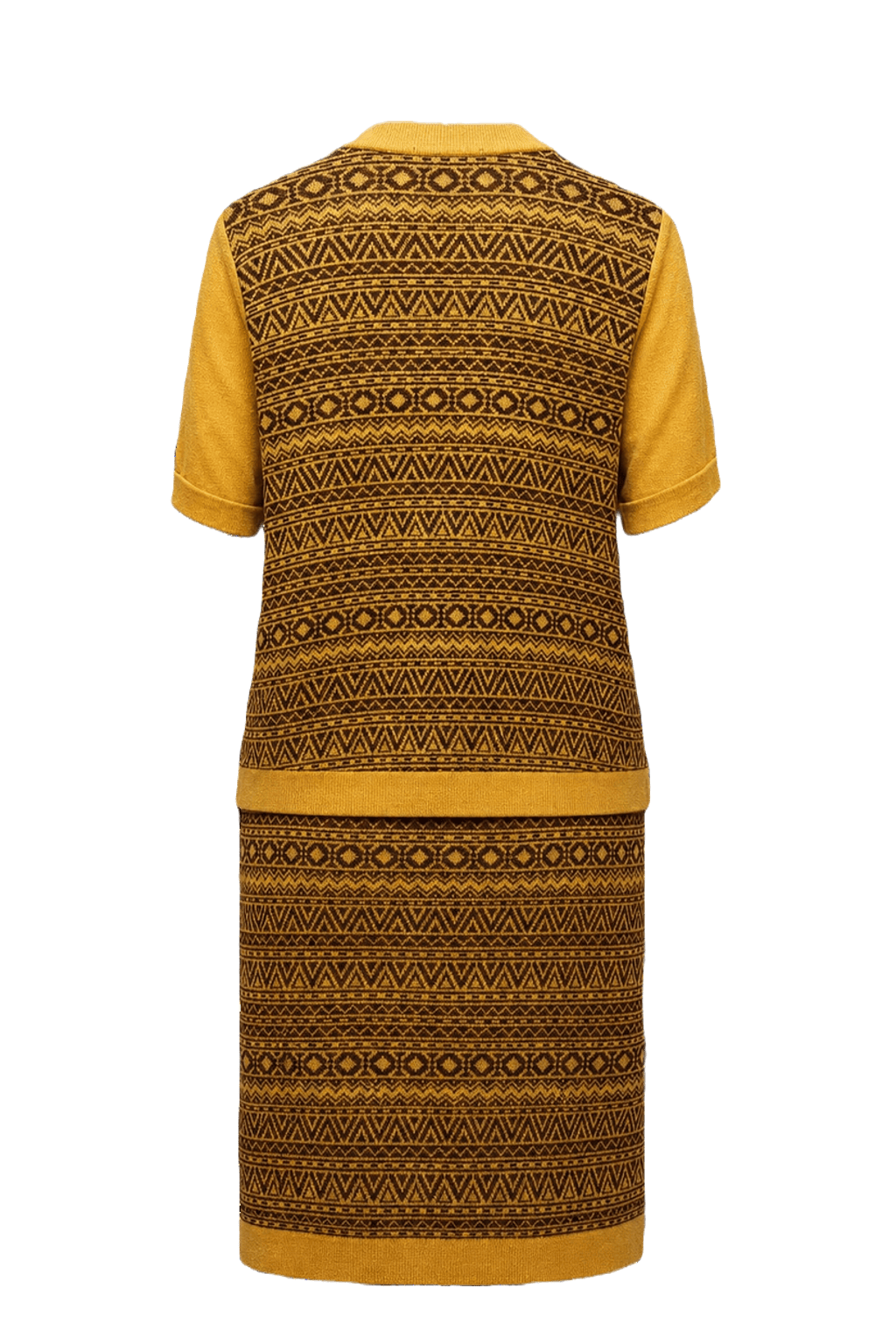 [1970s] Mustard Yellow Wool Blend Ensemble - Back View