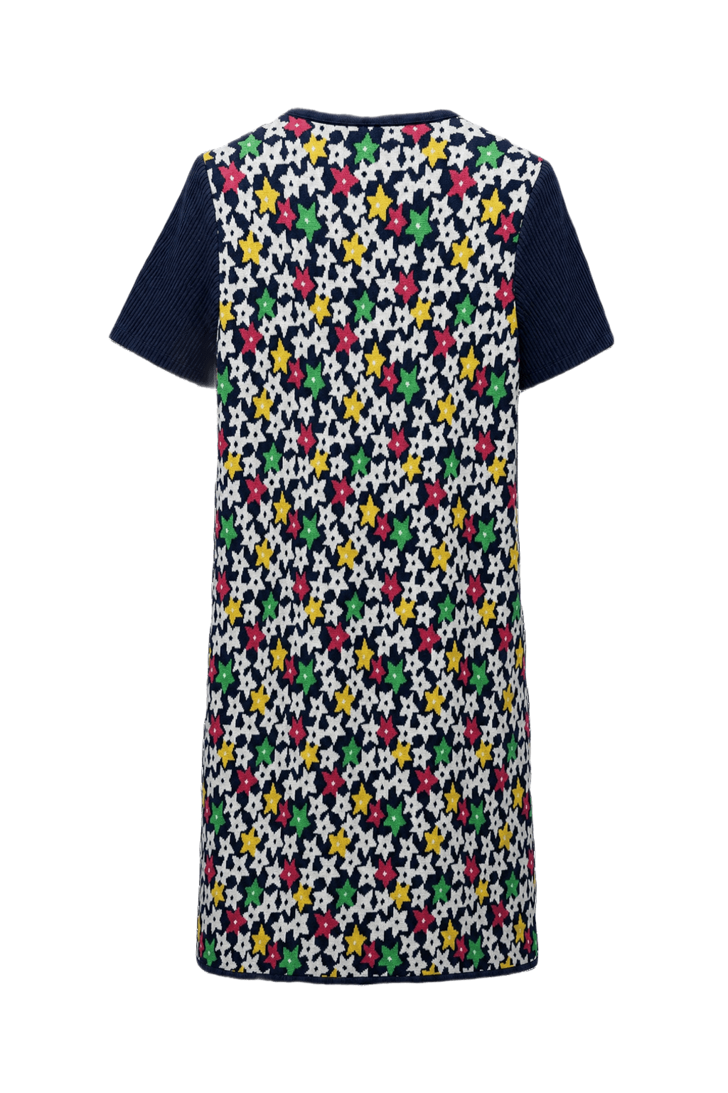 1970s Navy Blue Knit Dress - Back View