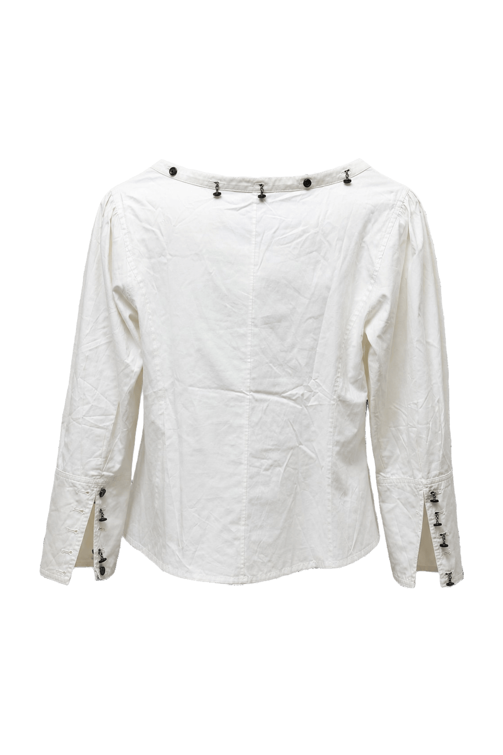 1990s White Cotton Blend Blouse - Back View