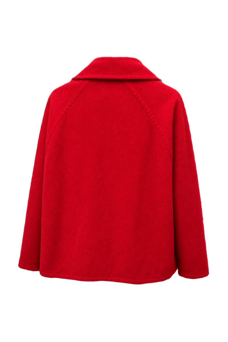 1970s Bright Red Wool Blend Jacket - Back View