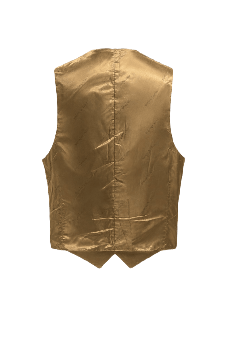 1970s Tan Wool Blend Vest - Back View