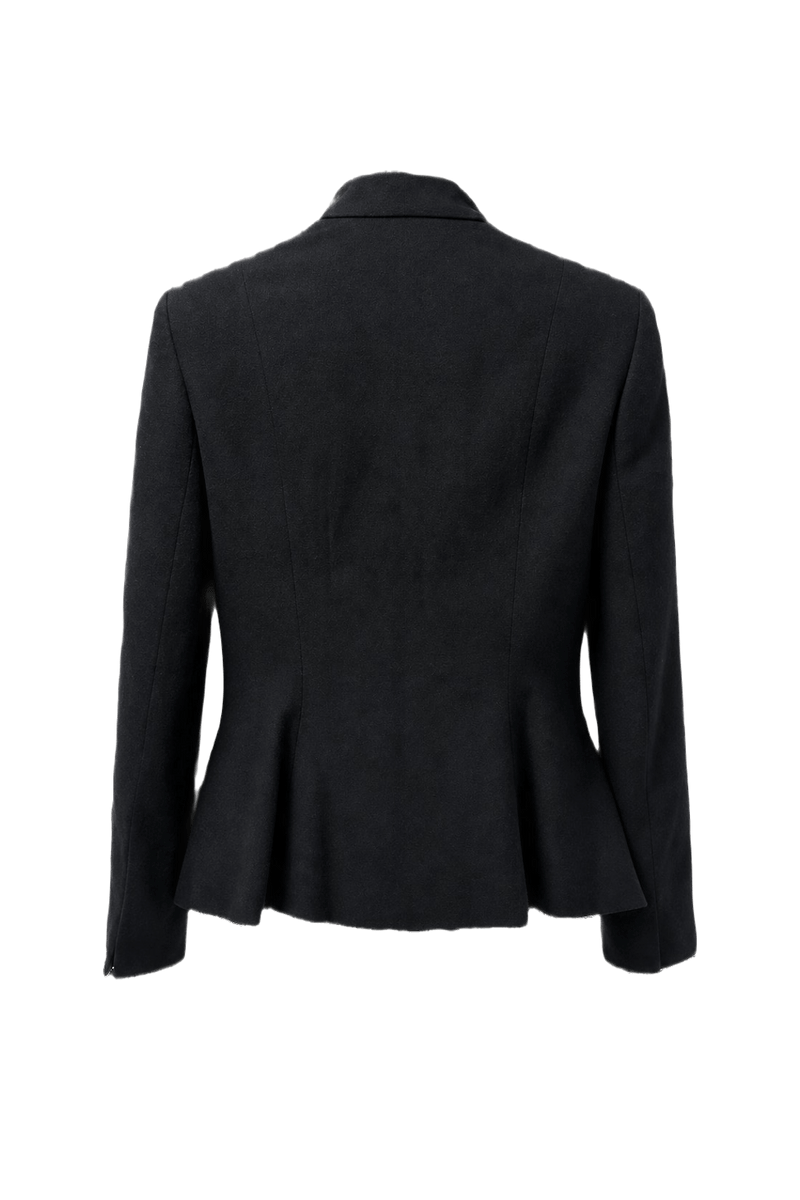 1970s Black Wool Blend Blazer - Back View