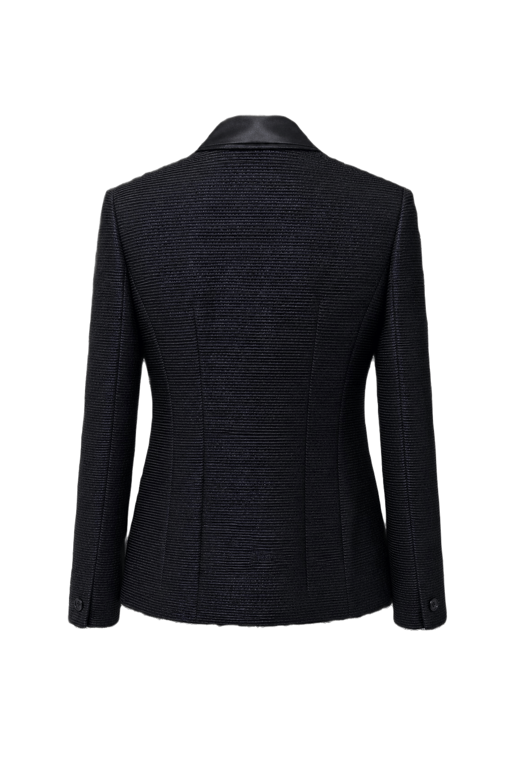 1980s Navy Blue Wool Blend Blazer - Back View