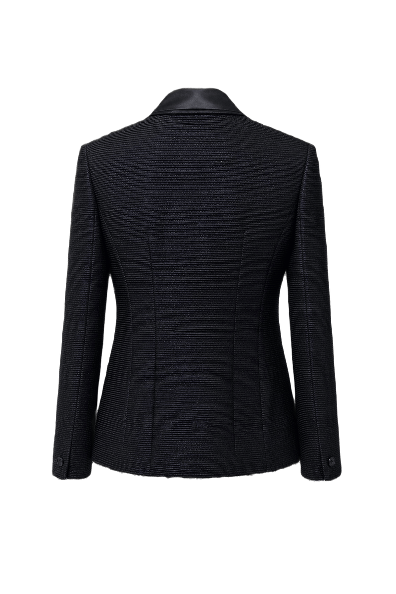 1980s Navy Blue Wool Blend Blazer - Back View