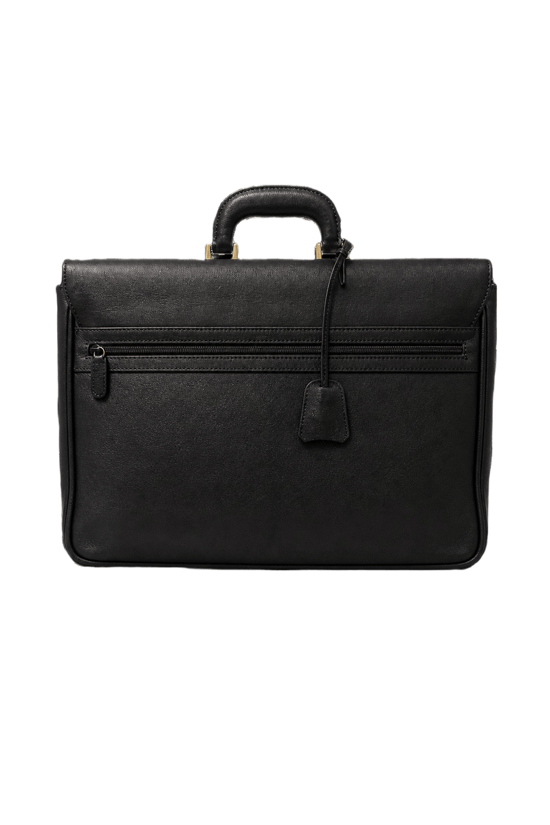 1990s Black Leather Briefcase - Back View