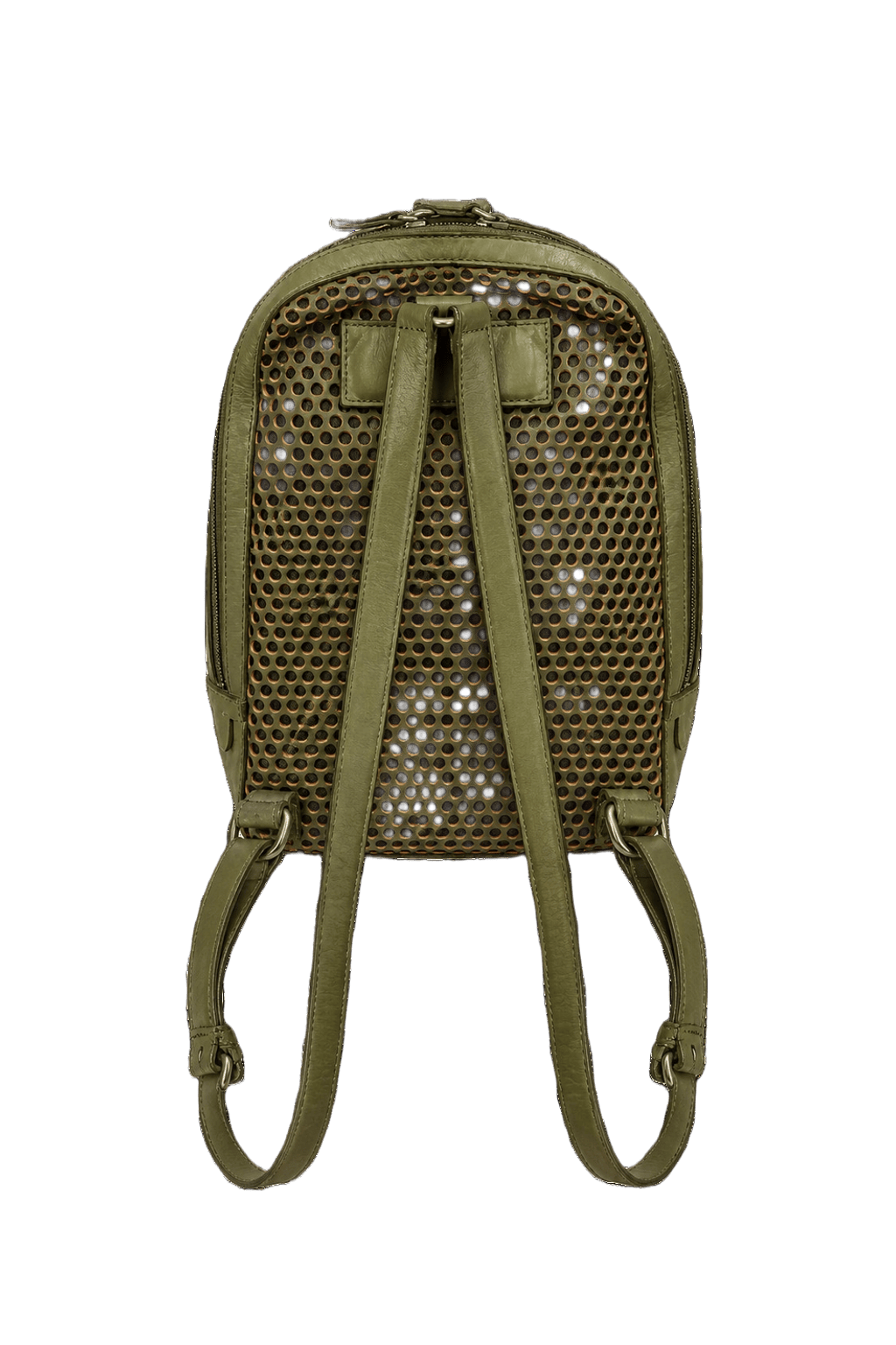 1990s Green Leather Backpack - Back View