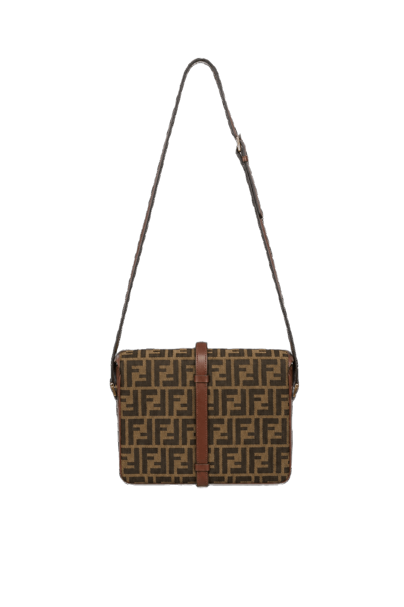 1990s Brown Fabric Fendi Shoulder Bag - Back View