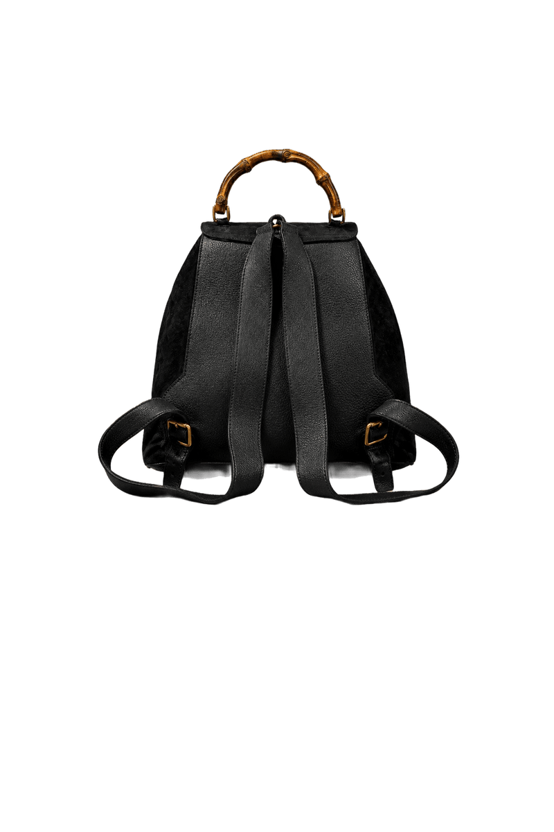 1990s Black Leather Backpack - Back View