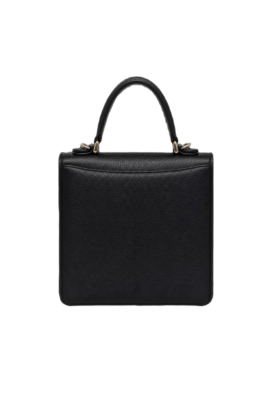 1970s Black Leather Handbag - Back View