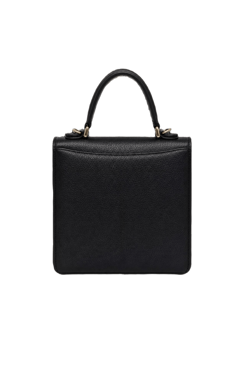 1970s Black Leather Handbag - Back View