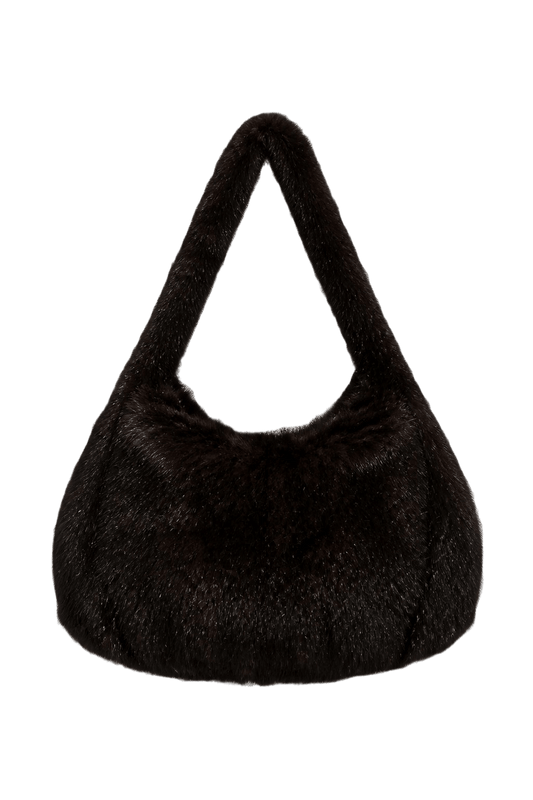 1990s Dark Brown Fur Bag - Back View