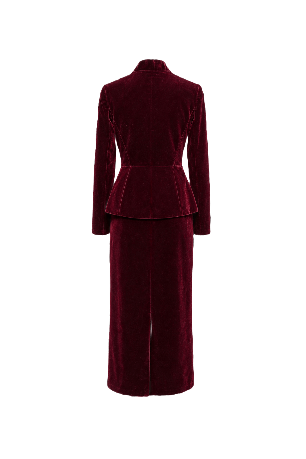 1980s Deep Burgundy Velvet Skirt Suit - Back View