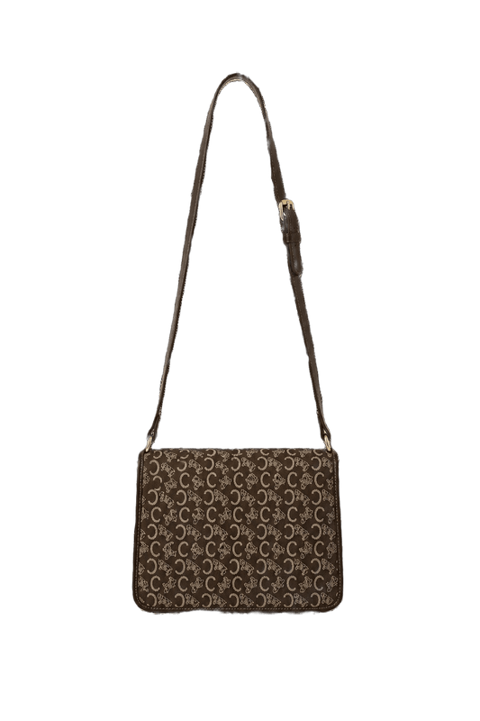 1980s Brown Leather Handbag - Back View