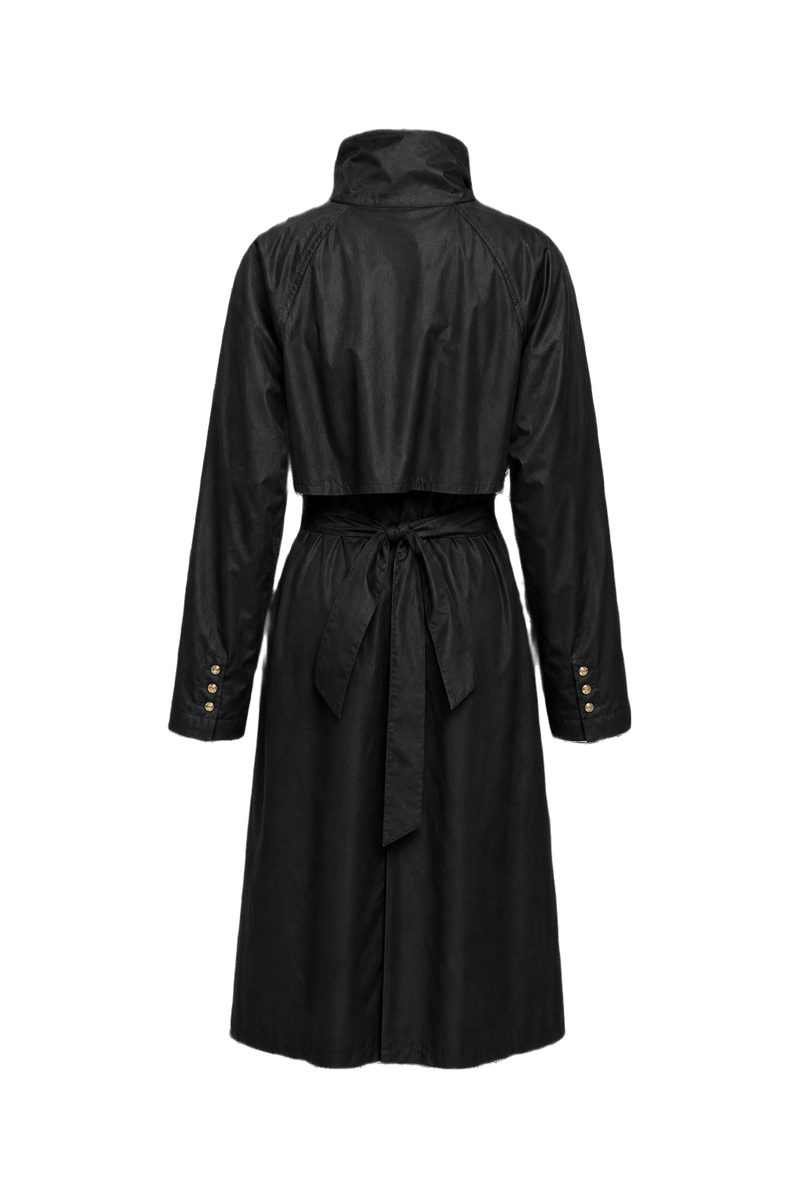 1980s Black Synthetic Coat - Back View