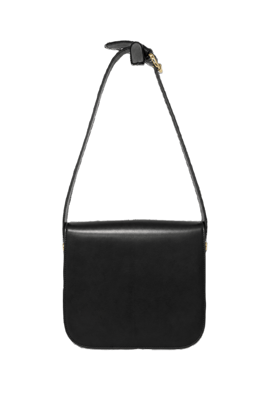 1980s Black Leather Handbag - Back View